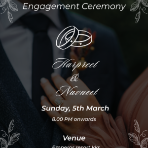 black and white floral minimalist engagement invitation