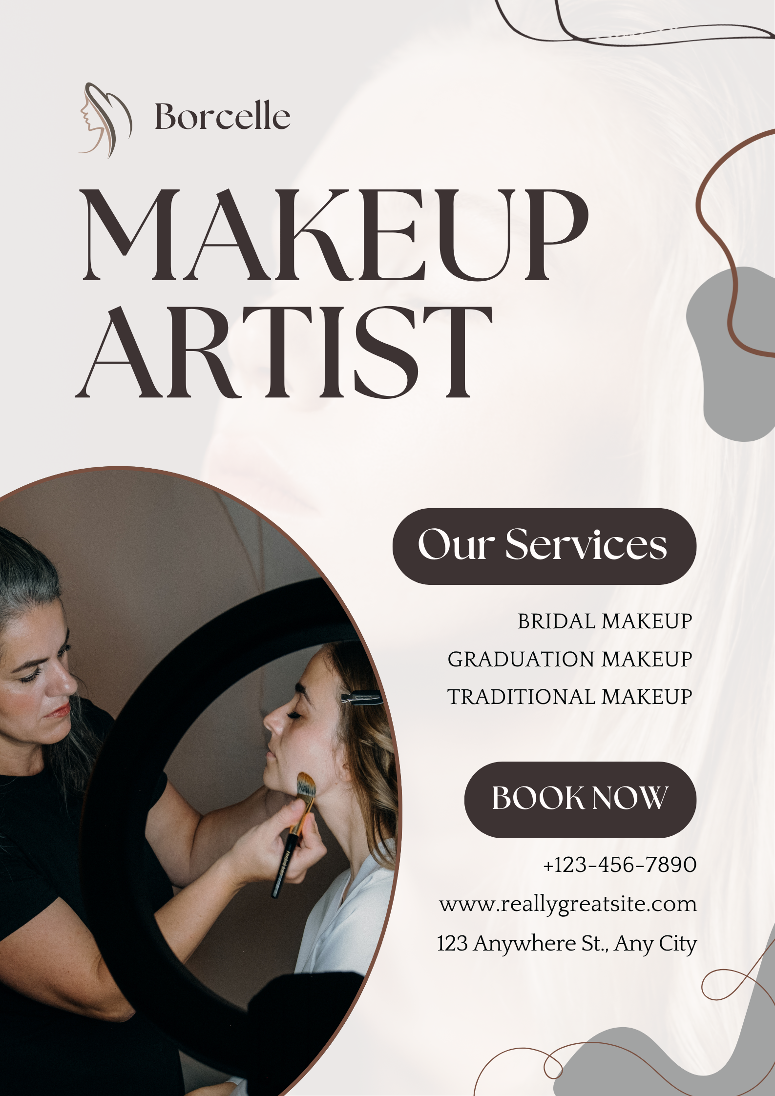 black and white illustrative makeup artist poster