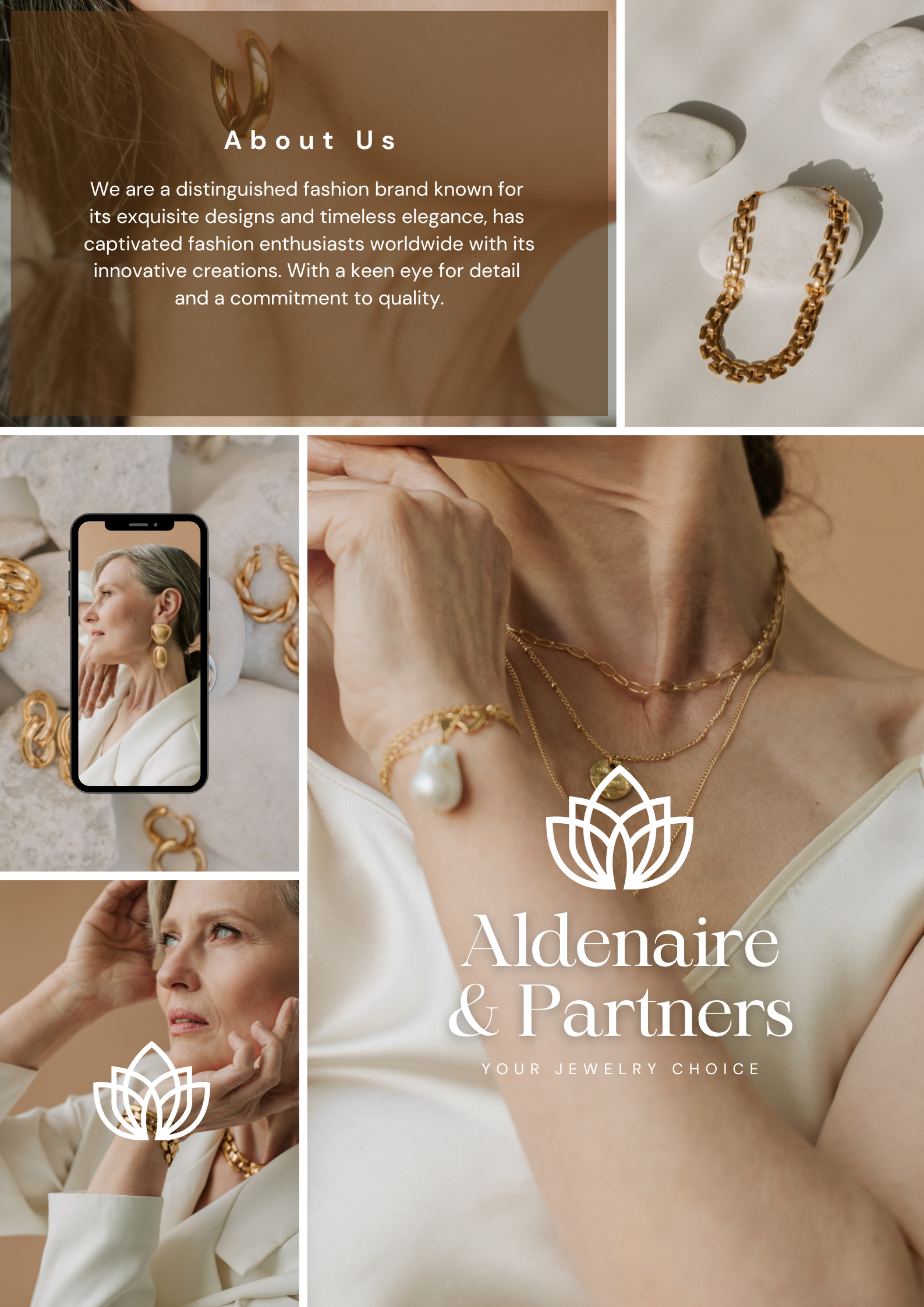 brown and beige elegant minimalist jewelry advertising branding poster